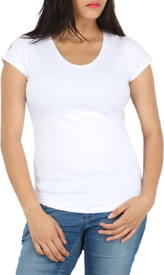 

Download Apparel Solid Women's V-neck White T-Shirt