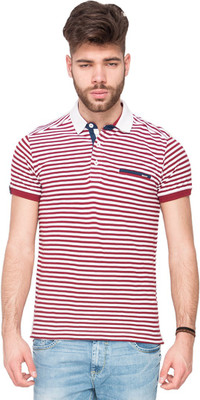 

Mufti Striped Men's Polo Neck Red T-Shirt, Maroon