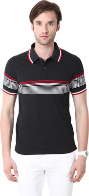 

Mudo Striped Men's Mandarin Collar Black T-Shirt
