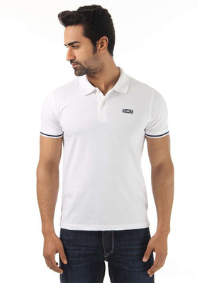 

Flying Machine Solid Men's Polo Neck White T-Shirt