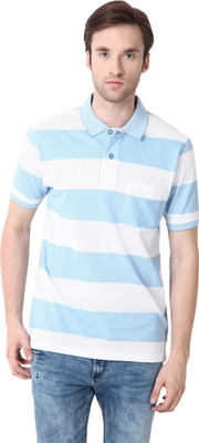 

Mudo Striped Men's Mandarin Collar Blue, White T-Shirt