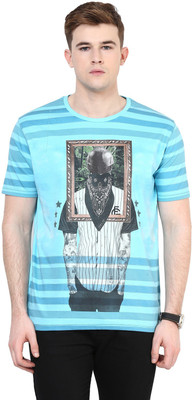 

Fritzberg Printed Men's Round Neck Blue T-Shirt, Aqua