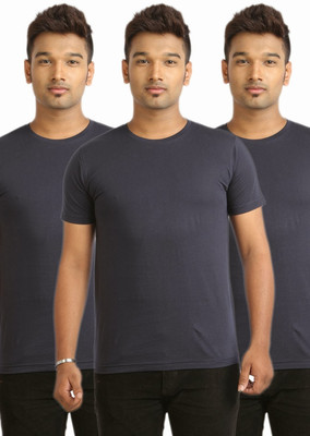 Campus Sutra Solid Men Round Neck Dark Blue T-Shirt(Pack of 3)