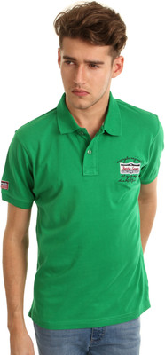 

Wrangler Solid Men's Polo Neck Green T-Shirt