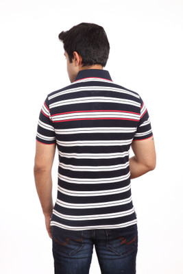 

Parx Striped Men's Polo Neck Blue T-Shirt