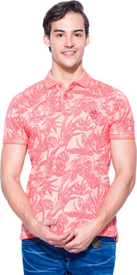 

Mufti Floral Print Men's Polo Neck Red T-Shirt, Tomato