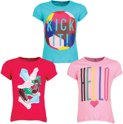 

Gkidz Girls Graphic Print T Shirt(Multicolor, Turquoise