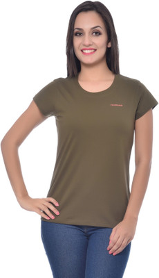 

Frenchtrendz Solid Women' Round Neck Dark Green T-Shirt, Olive