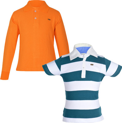 

Gkidz Boys Solid Cotton T Shirt(Multicolor, Pack of 2, Orange