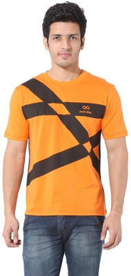 

Pure Play Printed Men's Round Neck Orange, Black T-Shirt, Ppcm03-orange
