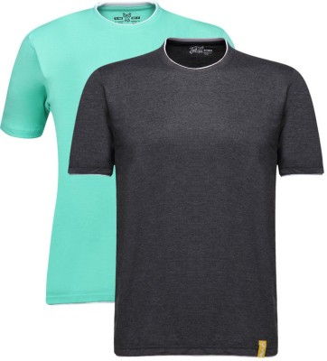 

Campus Sutra Solid Men Henley Multicolor T-Shirt(Pack of 2, Charcoal;sea green