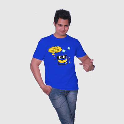 

Aaila Graphic Print Men's Round Neck Dark Blue T-Shirt