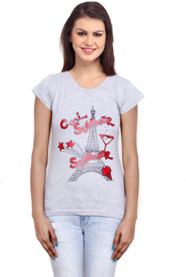 

IndiWeaves Casual Short Sleeve Printed Women's Black Top