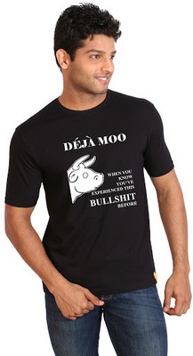 

Campus Sutra Printed Men Round Neck Black T-Shirt