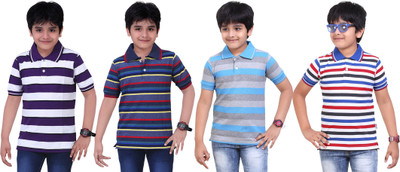 

Dongli Boys Striped T Shirt(Multicolor, Pack of 4)