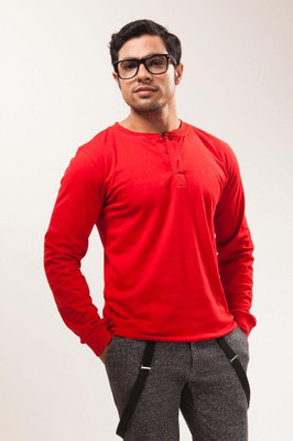

Unisopent Designs Solid Men' Henley Red T-Shirt