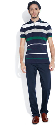 

Park Avenue Striped Men's Polo Neck Green T-Shirt, Medium green