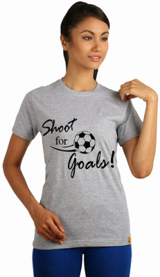 

Campus Sutra Printed Women' Round Neck Grey T-Shirt