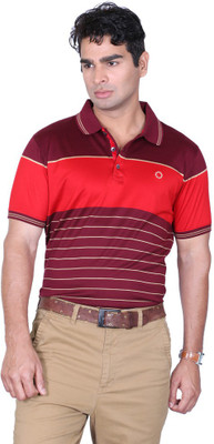 

Proline Striped Men's Flap Collar Neck Maroon T-Shirt