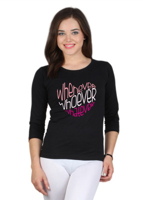

SayItLoud Printed Women's Round Neck Black T-Shirt