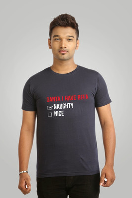 

Campus Sutra Printed Men Round Neck Blue T-Shirt
