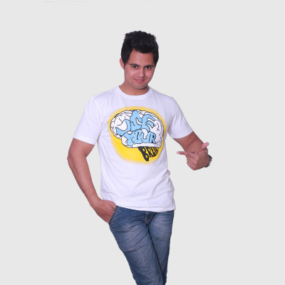 

Aaila Graphic Print Men's Round Neck White T-Shirt