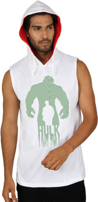 

SayItLoud Graphic Print Men' Hooded White T-Shirt