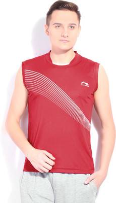 

Li-Ning Printed Men' Round Neck Red T-Shirt