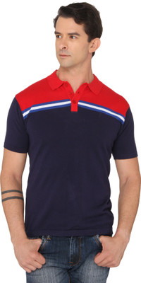 

Donear NXG Solid Men's Polo Neck Blue T-Shirt