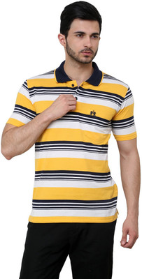 

Cotton County Premium Striped Men's Flap Collar Neck Yellow T-Shirt