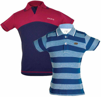 

Gkidz Boys Solid Cotton T Shirt(Multicolor, Pack of 2, Blue