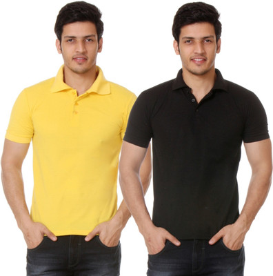 

TeeMoods Solid Men's Polo Neck Black, Yellow T-Shirt(Pack of 2)
