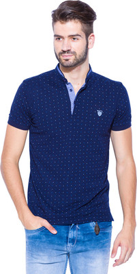

Mufti Polka Print Men's Polo Neck Blue, White T-Shirt, Navy