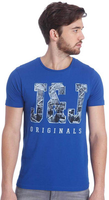 Jack & Jones Printed Men' Round Neck Blue T-Shirt, Surf the web