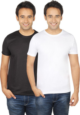

Quetzal Solid Men's Round Neck Black, White T-Shirt(Pack of 2