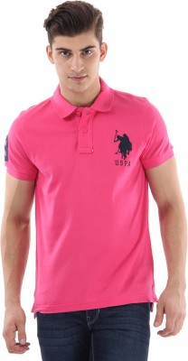 

U.S. Polo Assn Solid Men's Polo Neck Pink T-Shirt, Raspberry