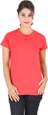 

Ap'pulse Solid Women' Henley Red T-Shirt