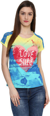 

Ajile by Pantaloons Graphic Print Women' Round Neck Yellow T-Shirt