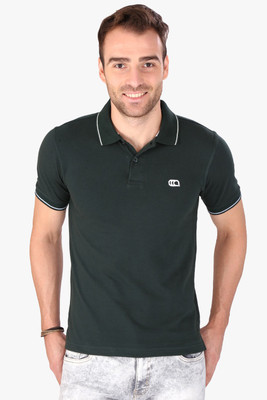

Ajile by Pantaloons Solid Men's Polo Neck Dark Green T-Shirt, Hunter green