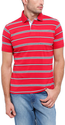 

Parx Striped Men's Polo Neck Red T-Shirt