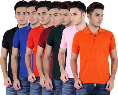 

Sanvi Traders Solid Men Polo Neck Multicolor T-Shirt(Pack of 7