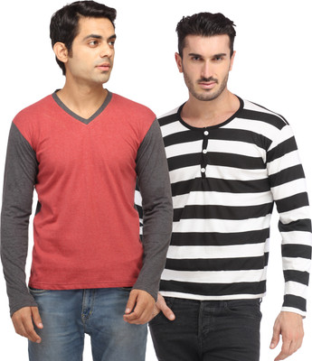 

Leana Solid Men's Fashion Neck Multicolor T-Shirt(Pack of 2, Multi