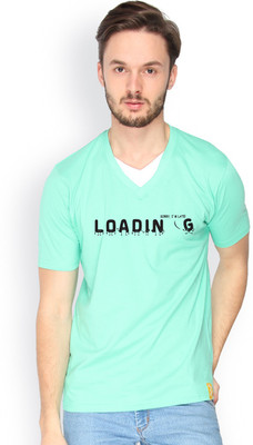 

Campus Sutra Solid Men V-neck Green T-Shirt, Sea green