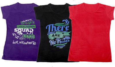 

IndiWeaves Girls Printed T Shirt(Multicolor, Purple & black & red