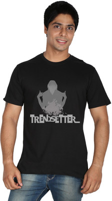 

Trendster Printed Men's Round Neck Black T-Shirt