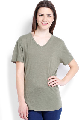 

Ten on Ten Printed Women's Round Neck Green T-Shirt