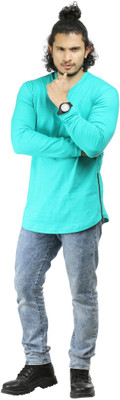 

Oviyon Solid Men's V-neck Green T-Shirt, Spectra green