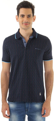 

Monte Carlo Polka Print Men's Polo Neck Dark Blue T-Shirt, Navy
