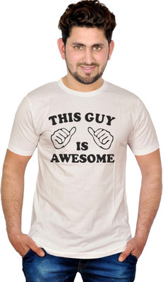 INKIT Graphic Print Men' Round Neck White T-Shirt