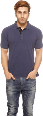 

Gritstones Solid Men's Polo Neck Grey T-Shirt, Blue